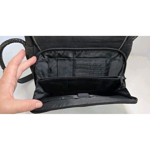 Canvas shoulder tote bag women's Many Compartments Cute Details 9" X 9" - Picture 4 of 7